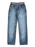Gucci By Tom Ford SS1999 Distressed Artisanal Aztec Beaded Denim Jeans
