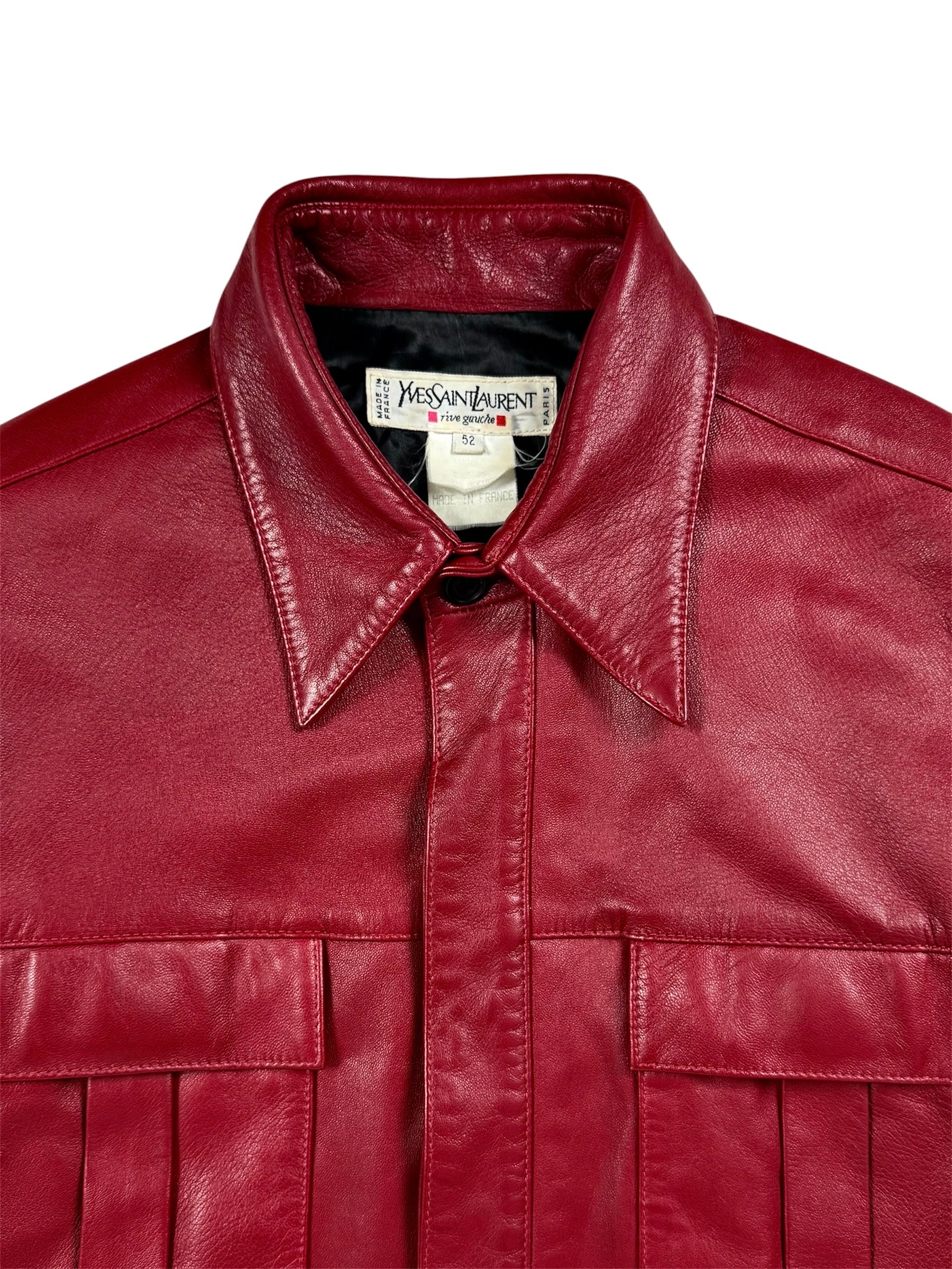 YSL Rive Gauche by Hedi Slimane AW1998 Red Leather Utility Jacket