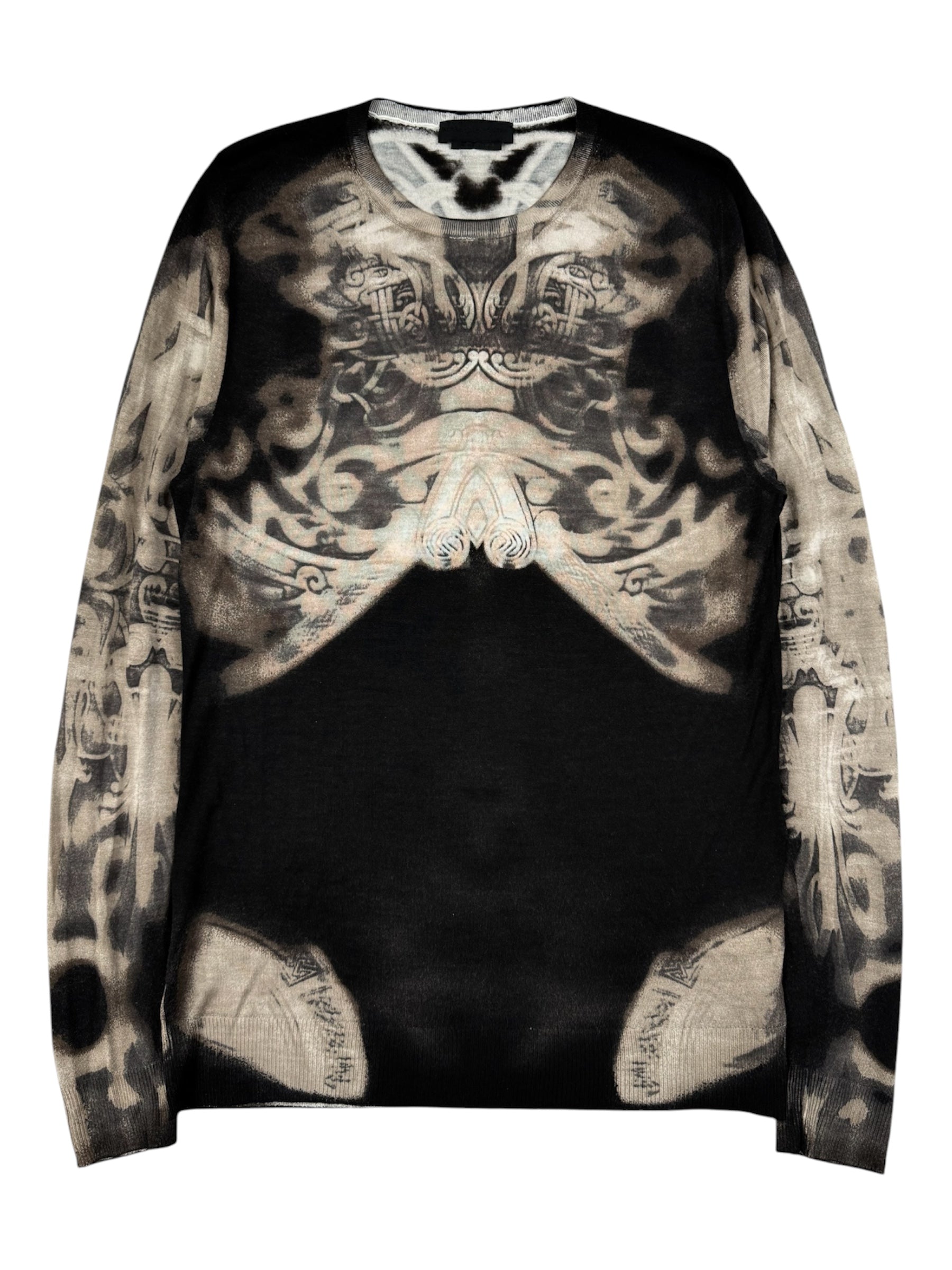 Alexander McQueen AW2010 “An Bailitheoir Cnámh” Tribal Skeleton Tattoo Knit