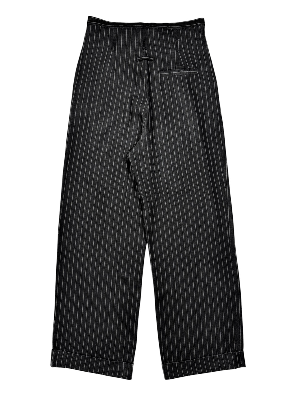 Jean Paul Gaultier 90s Pleated Wide Leg Wool Pinstripe Trousers