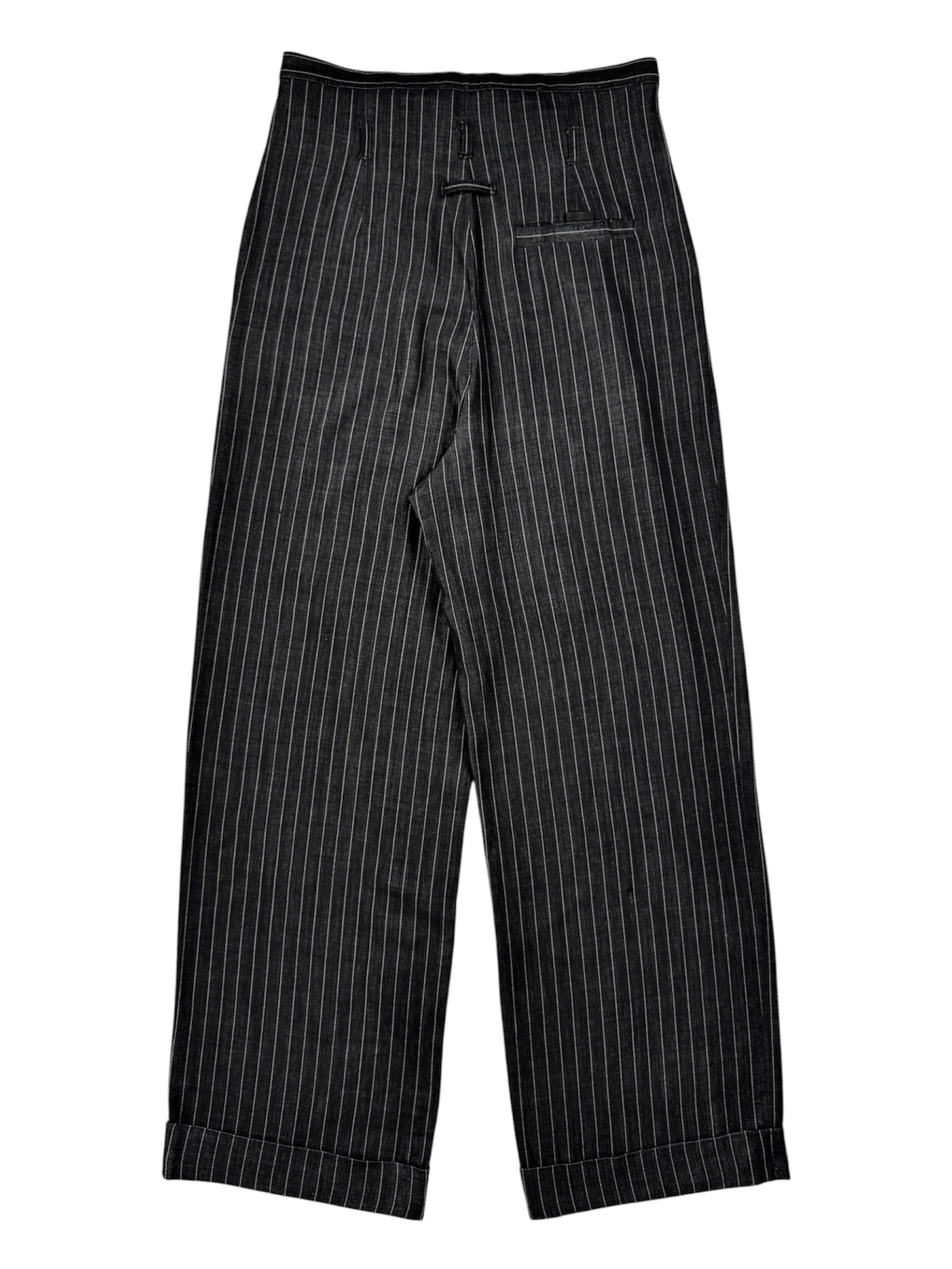Jean Paul Gaultier 90s Pleated Wide Leg Wool Pinstripe Trousers