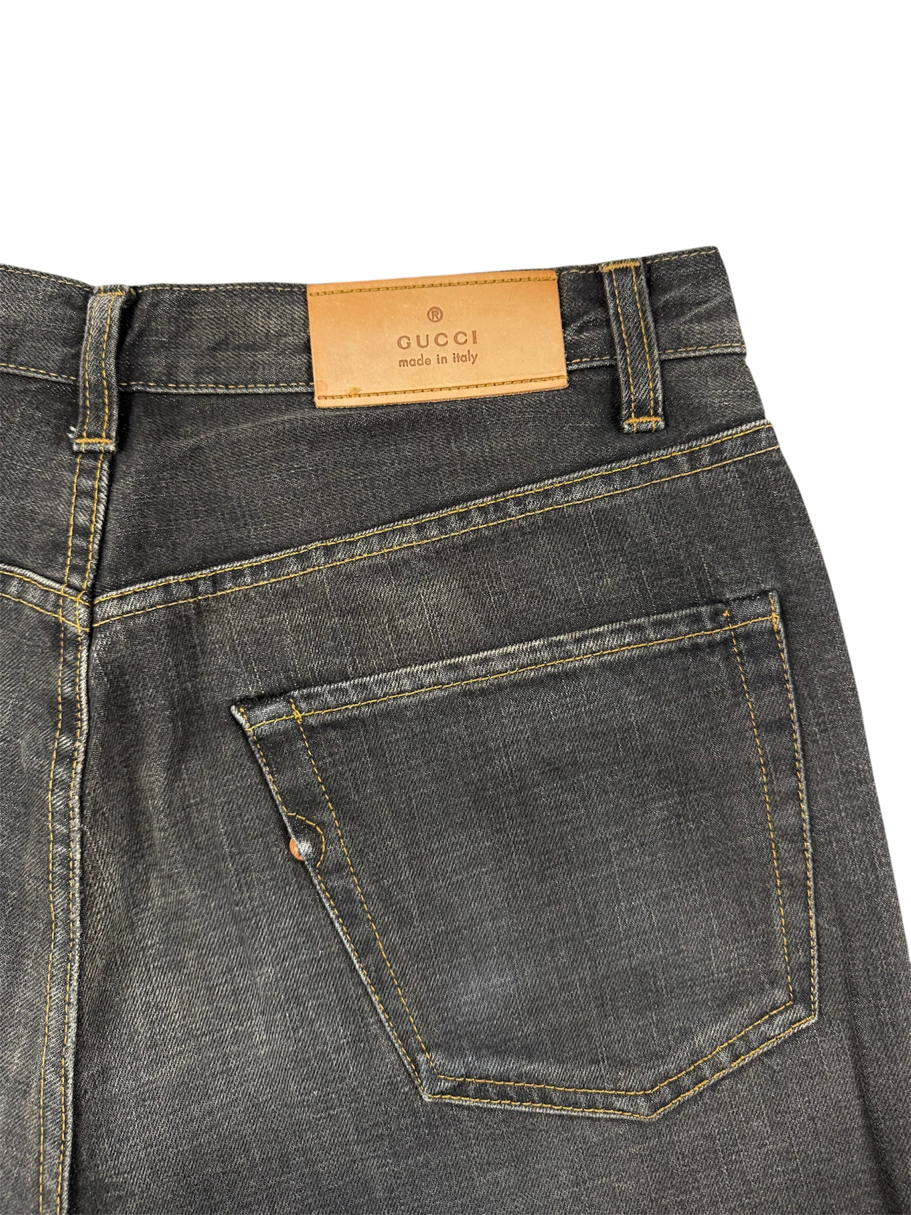 Gucci by Tom Ford Faded Black Mudwash Bootcut Jeans