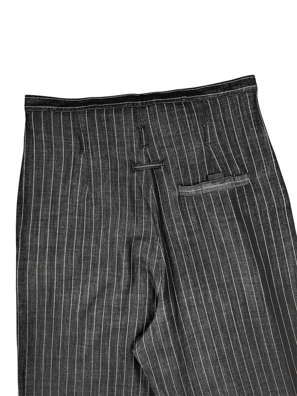 Jean Paul Gaultier 90s Pleated Wide Leg Wool Pinstripe Trousers