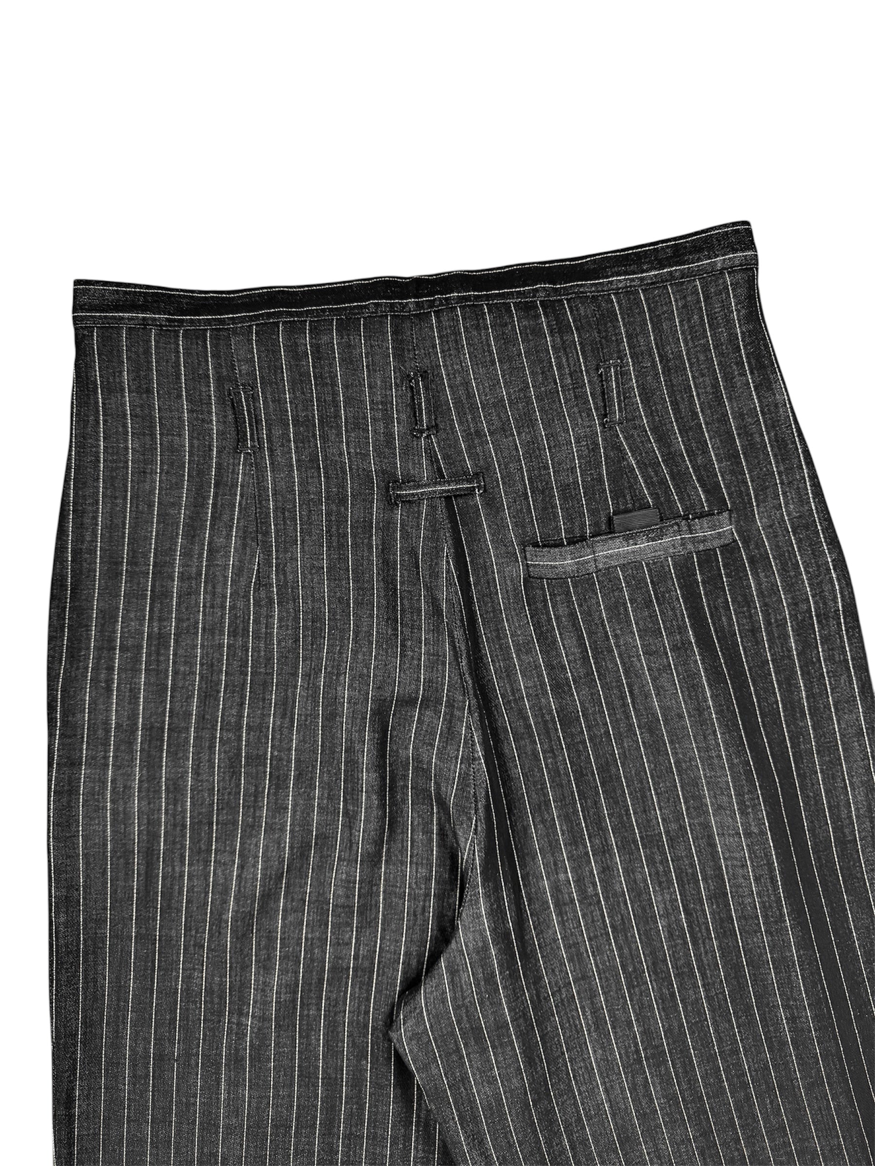 Jean Paul Gaultier 90s Pleated Wide Leg Wool Pinstripe Trousers