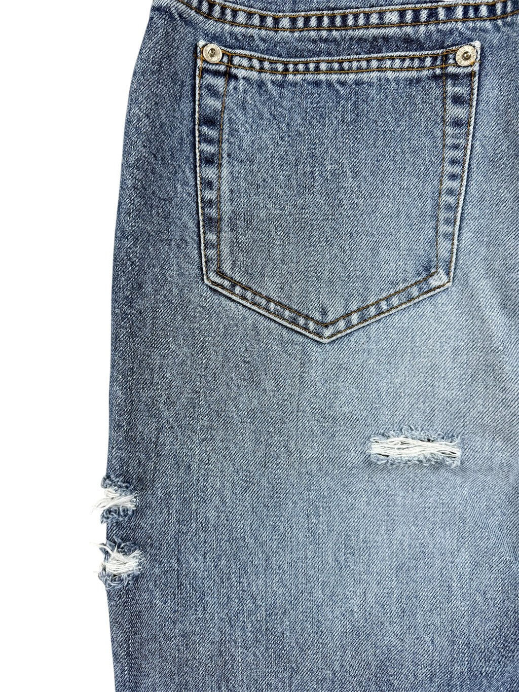 Gucci By Tom Ford SS1999 Distressed Artisanal Aztec Beaded Denim Jeans