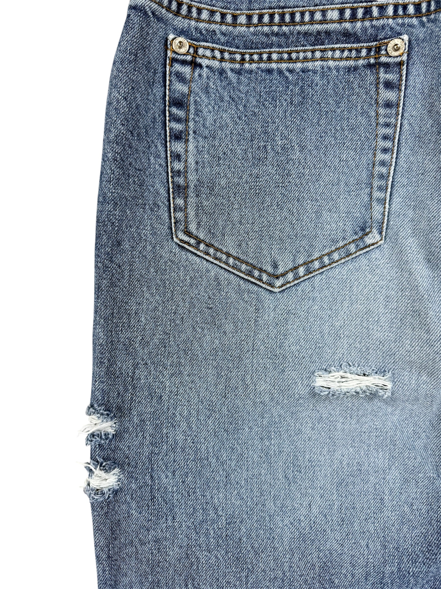 Gucci By Tom Ford SS1999 Distressed Artisanal Aztec Beaded Denim Jeans