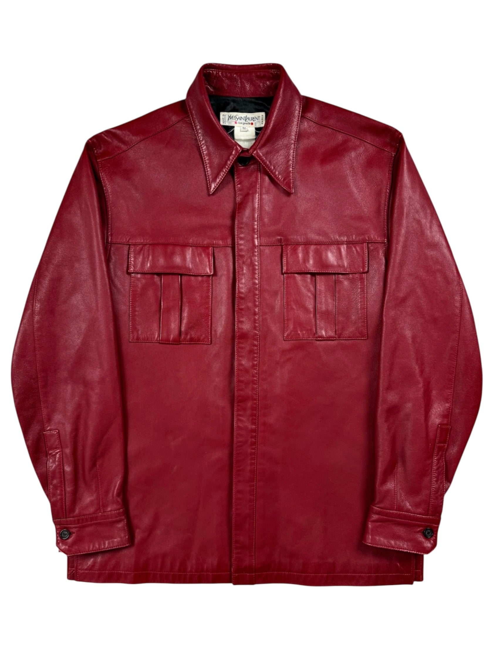 YSL Rive Gauche by Hedi Slimane AW1998 Red Leather Utility Jacket