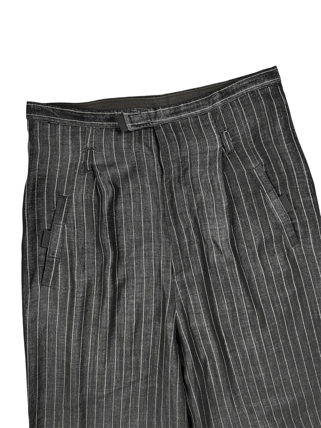 Jean Paul Gaultier 90s Pleated Wide Leg Wool Pinstripe Trousers
