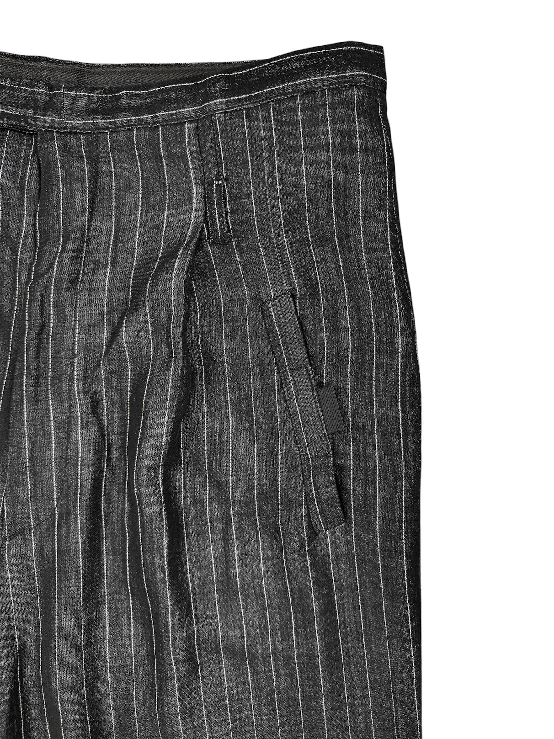 Jean Paul Gaultier 90s Pleated Wide Leg Wool Pinstripe Trousers