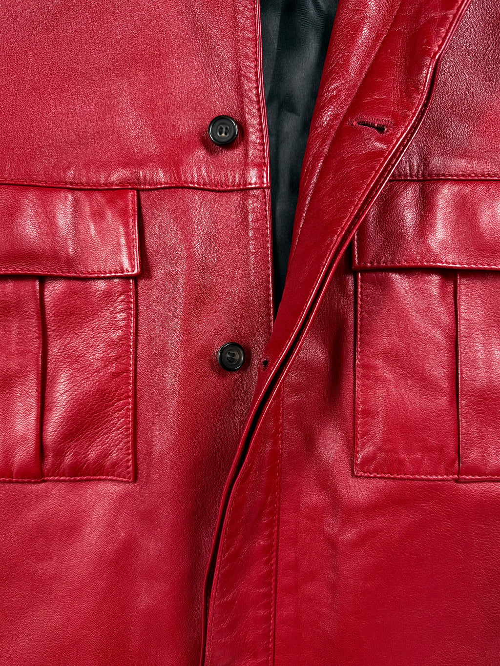 YSL Rive Gauche by Hedi Slimane AW1998 Red Leather Utility Jacket