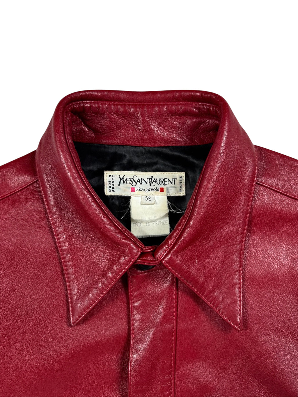 YSL Rive Gauche by Hedi Slimane AW1998 Red Leather Utility Jacket