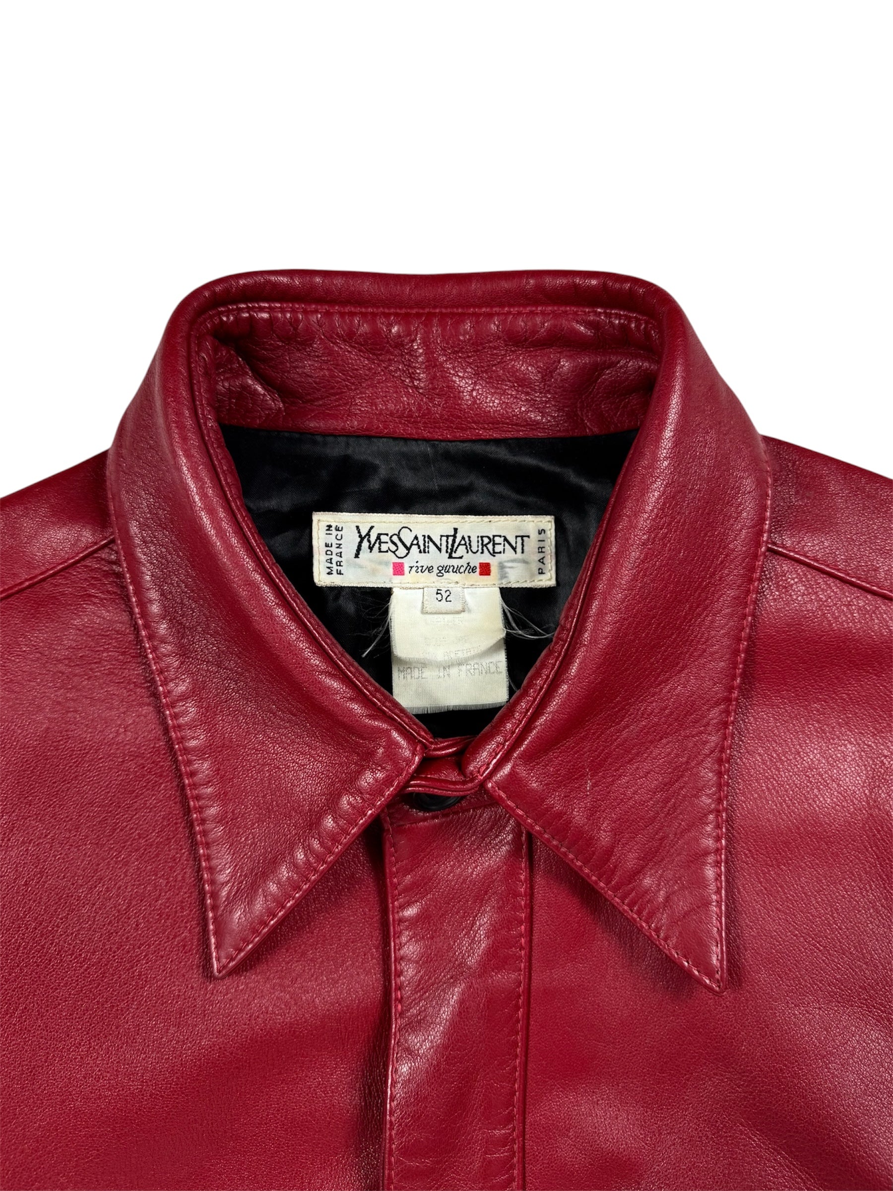 YSL Rive Gauche by Hedi Slimane AW1998 Red Leather Utility Jacket