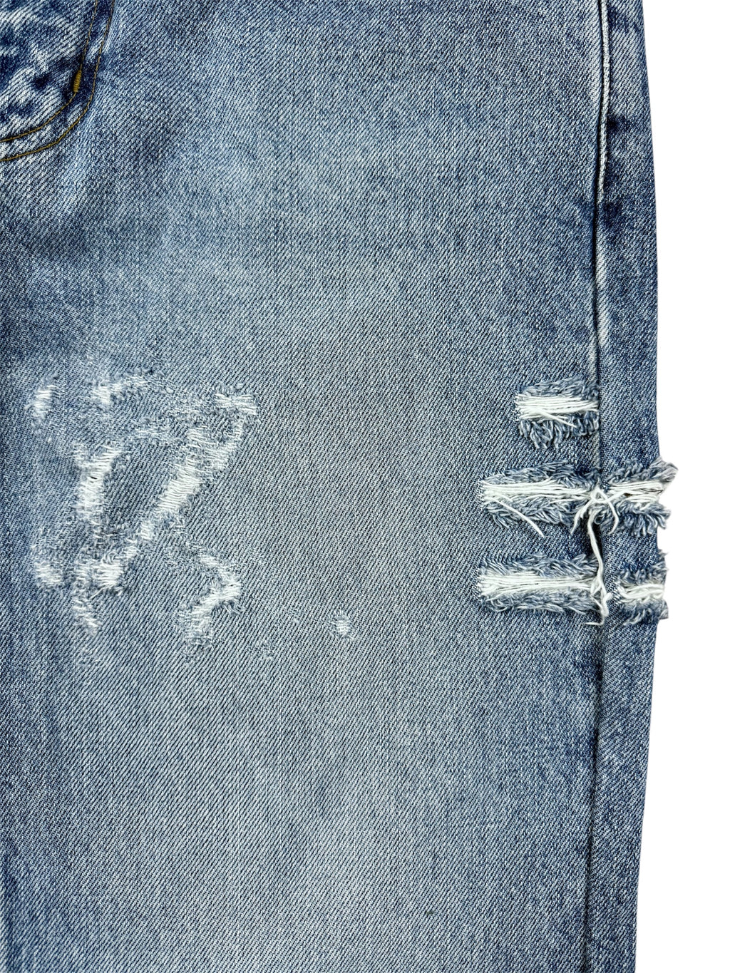 Gucci By Tom Ford SS1999 Distressed Artisanal Aztec Beaded Denim Jeans