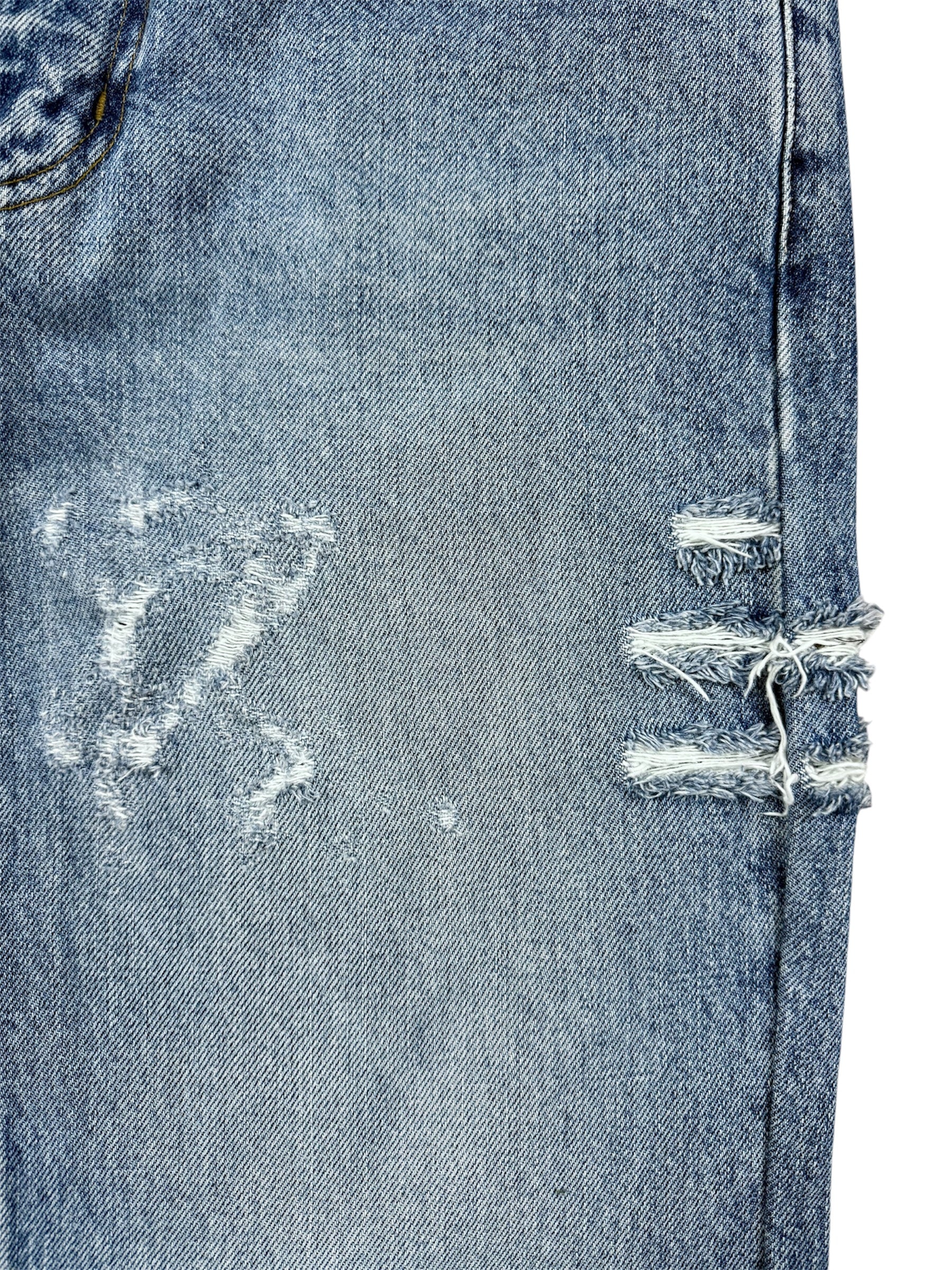 Gucci By Tom Ford SS1999 Distressed Artisanal Aztec Beaded Denim Jeans